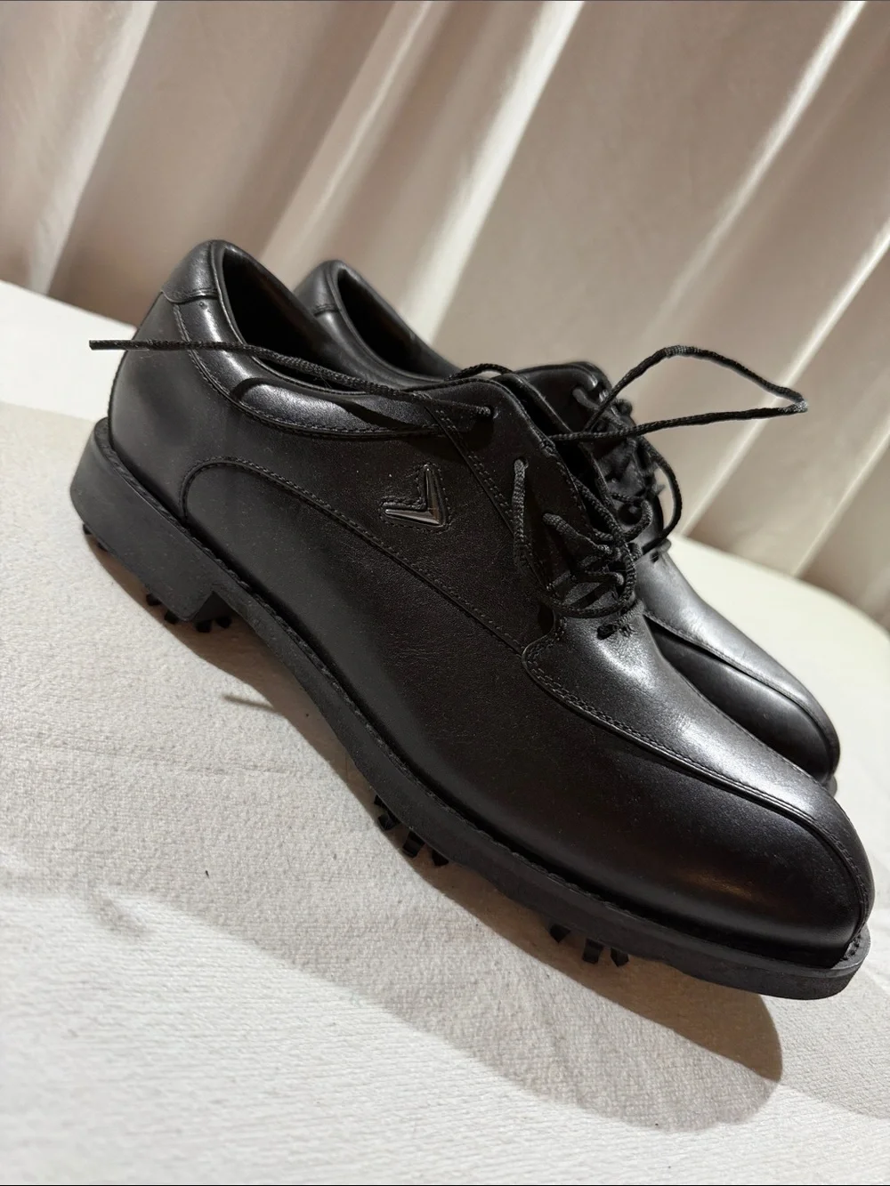 Callaway Men's Black Lace-Up Leather Golf Shoes